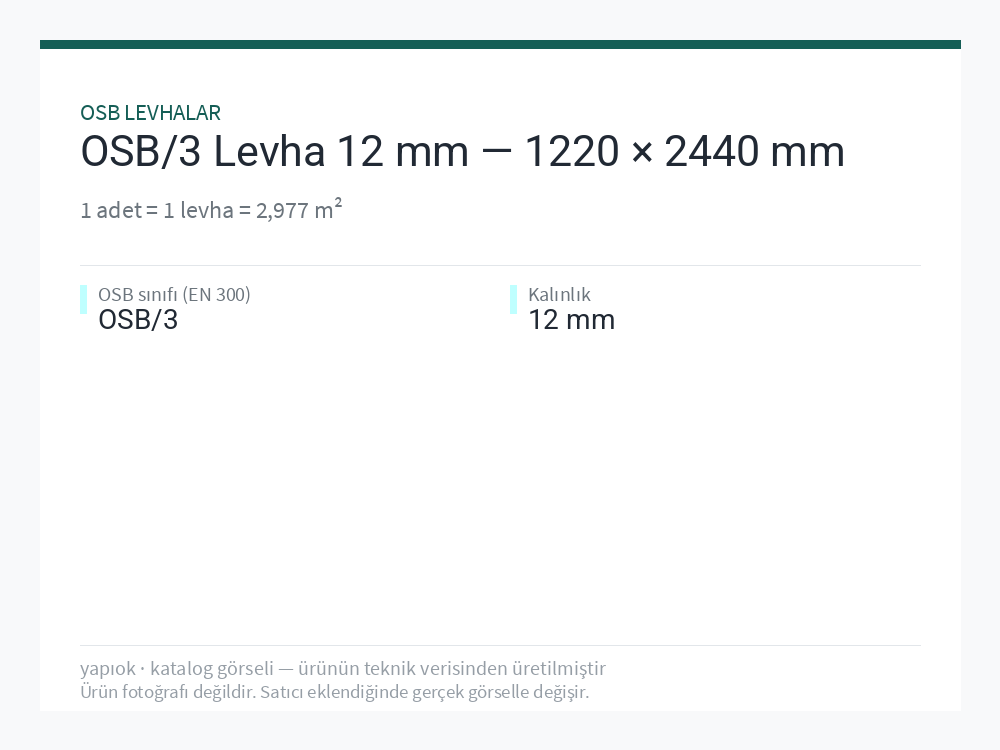 OSB/3 Levha 12 mm — 1220 × 2440 mm