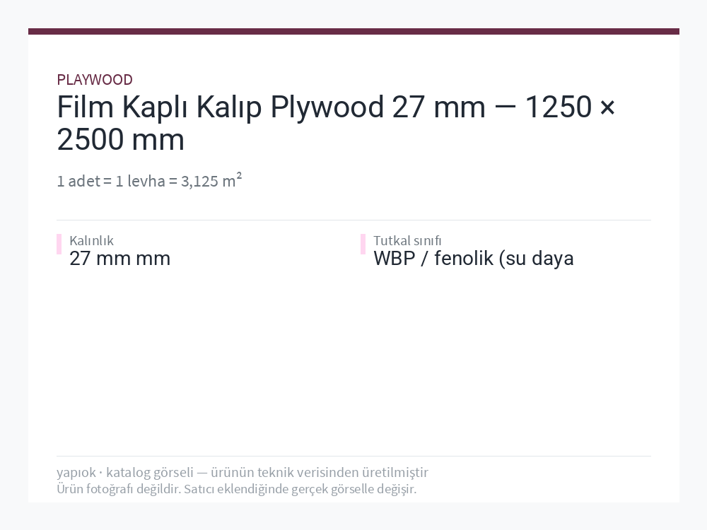 Film Kaplı Kalıp Plywood 27 mm — 1250 × 2500 mm