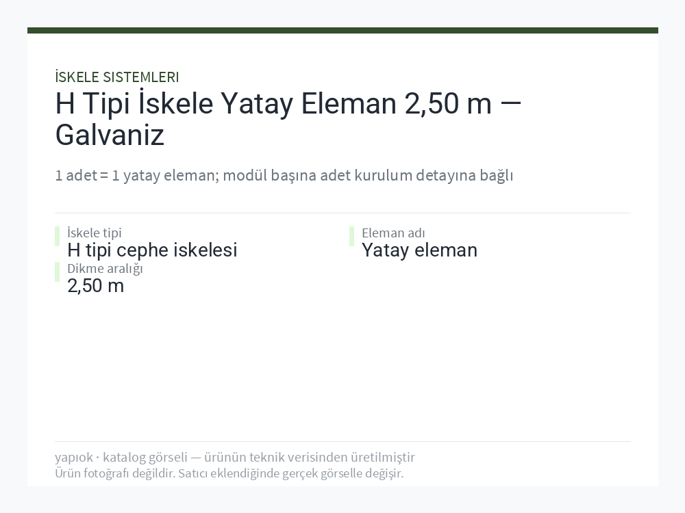 H Tipi İskele Yatay Eleman 2,50 m — Galvaniz