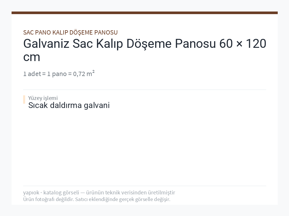 Galvaniz Sac Kalıp Döşeme Panosu 60 × 120 cm