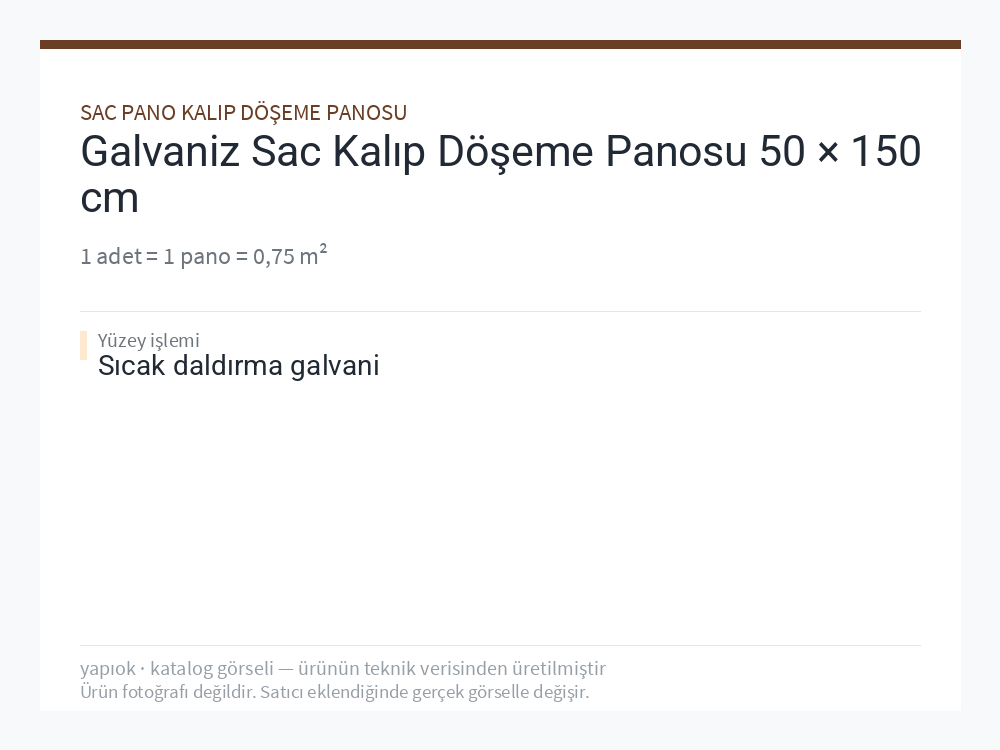 Galvaniz Sac Kalıp Döşeme Panosu 50 × 150 cm
