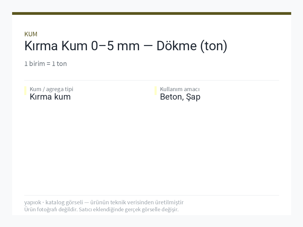 Kırma Kum 0–5 mm — Dökme (ton)