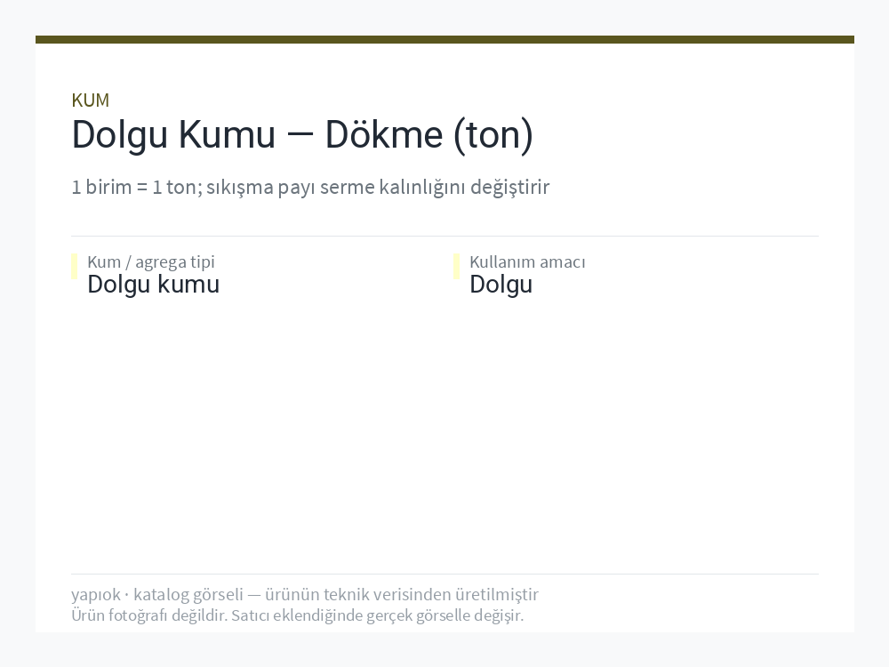 Dolgu Kumu — Dökme (ton)