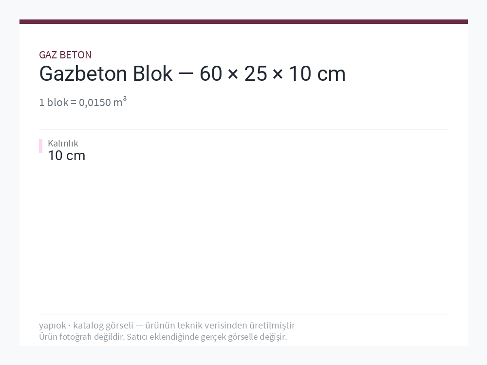 Gazbeton Blok — 60 × 25 × 10 cm
