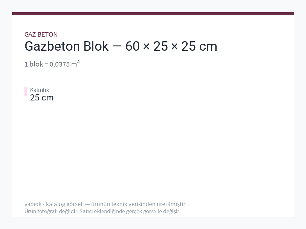 Gazbeton Blok — 60 × 25 × 25 cm