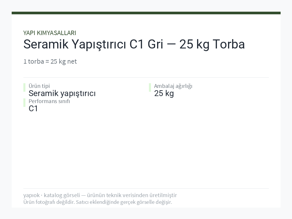 Seramik Yapıştırıcı C1 Gri — 25 kg Torba