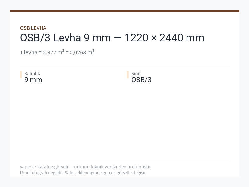 OSB/3 Levha 9 mm — 1220 × 2440 mm