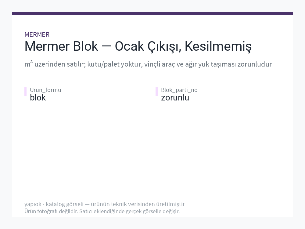 Mermer Blok — Ocak Çıkışı, Kesilmemiş