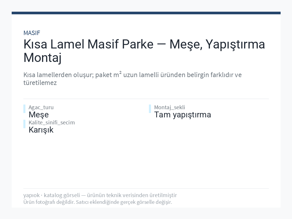 Kısa Lamel Masif Parke — Meşe, Yapıştırma Montaj