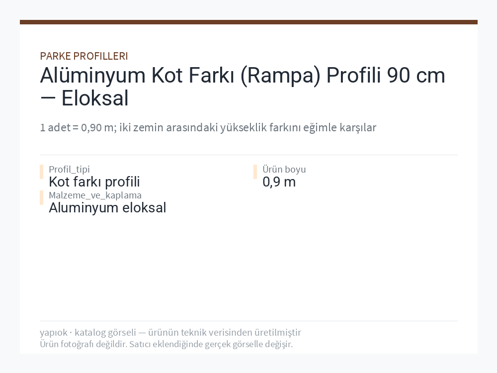 Alüminyum Kot Farkı (Rampa) Profili 90 cm — Eloksal