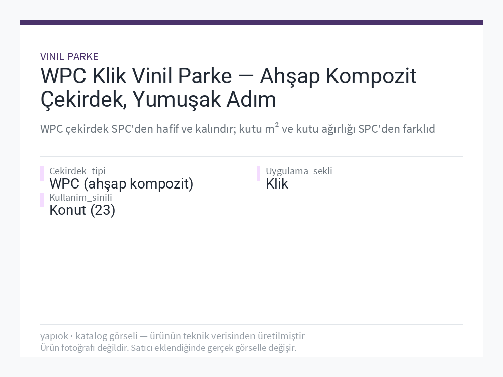 WPC Klik Vinil Parke — Ahşap Kompozit Çekirdek, Yumuşak Adım