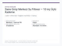 Daire Girişi Merkezi Su Filtresi — 10 inç Üçlü Kademe