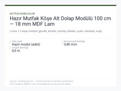 Hazır Mutfak Köşe Alt Dolap Modülü 100 cm — 18 mm MDF Lam