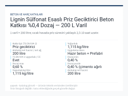 Lignin Sülfonat Esaslı Priz Geciktirici Beton Katkısı %0,4 Dozaj — 200 L Varil