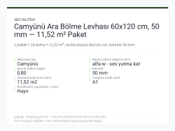 Camyünü Ara Bölme Levhası 60x120 cm, 50 mm — 11,52 m² Paket
