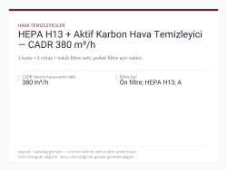 HEPA H13 + Aktif Karbon Hava Temizleyici — CADR 380 m³/h