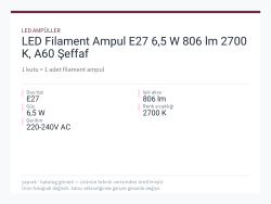 LED Filament Ampul E27 6,5 W 806 lm 2700 K, A60 Şeffaf