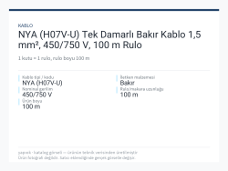 NYA (H07V-U) Tek Damarlı Bakır Kablo 1,5 mm², 450/750 V, 100 m Rulo