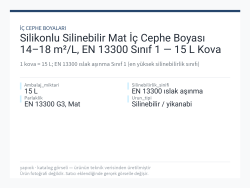 Silikonlu Silinebilir Mat İç Cephe Boyası 14–18 m²/L, EN 13300 Sınıf 1 — 15 L Kova