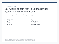 Saf Akrilik Zengin Mat İç Cephe Boyası 9,6–13,4 m²/L — 15 L Kova