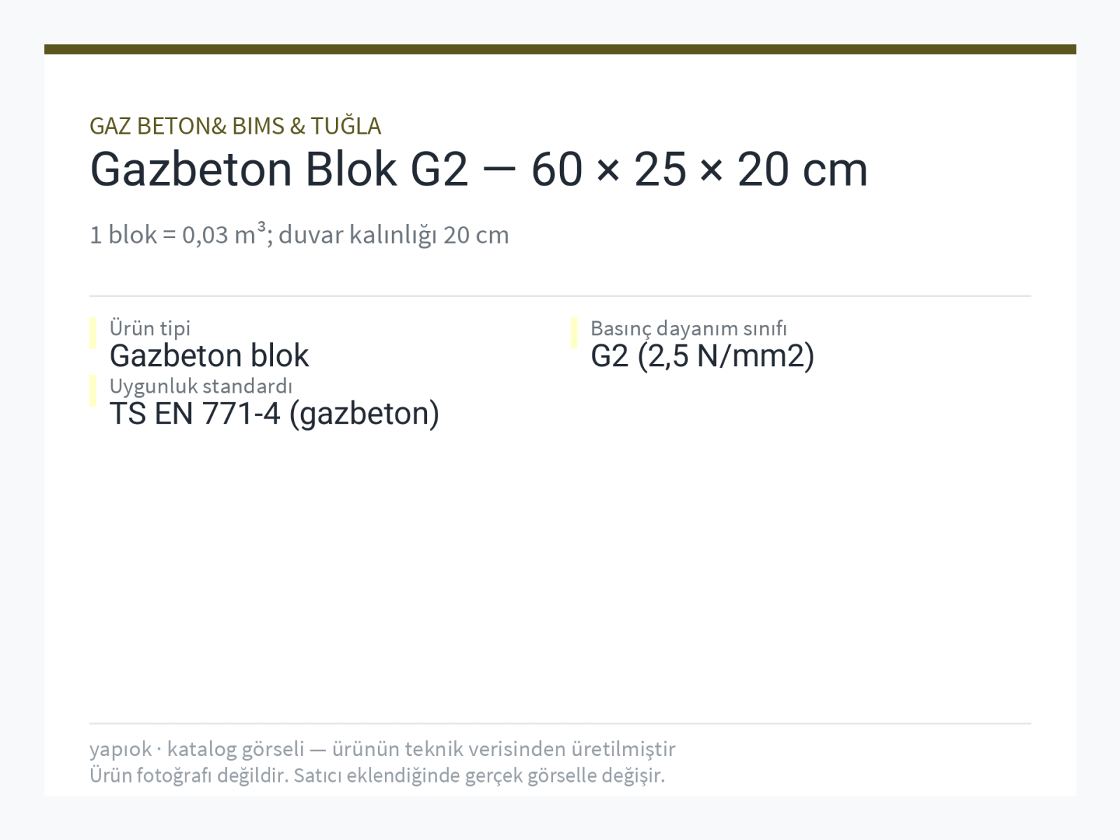 Gazbeton Blok G2 — 60 × 25 × 20 cm