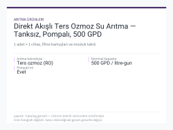 Direkt Akışlı Ters Ozmoz Su Arıtma — Tanksız, Pompalı, 500 GPD