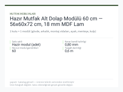 Hazır Mutfak Alt Dolap Modülü 60 cm — 56x60x72 cm, 18 mm MDF Lam