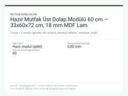 Hazır Mutfak Üst Dolap Modülü 60 cm — 33x60x72 cm, 18 mm MDF Lam