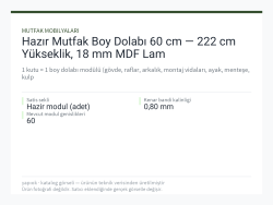 Hazır Mutfak Boy Dolabı 60 cm — 222 cm Yükseklik, 18 mm MDF Lam