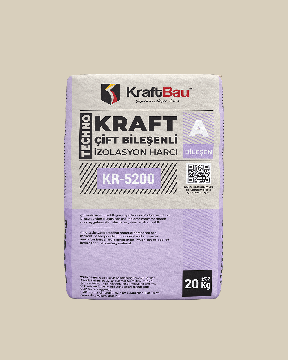 KraftBau Techno Kraft Çift Bileşenli UV Dayanımlı Su İzolasyon Harcı A Bileşen KR-5200 20 kg Beyaz uygulama örneği