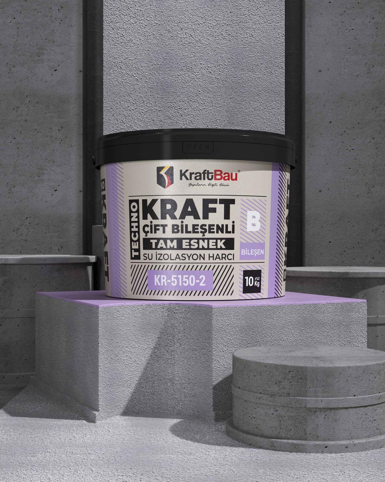 KraftBau Techno Kraft Çift Bileşenli Tam Elastik Su İzolasyon Harcı B Bileşen KR-5150-2 10 kg Beyaz uygulama örneği