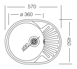 Krom Evye Rondo 157 Tek Hazneli Damlalıklı Evye 0,60 mm 45x57 cm Linen (keten desenli)