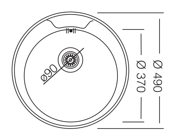 Krom Evye Rondo 145 Tek Hazneli Evye Sıfır Tezgah (Flushmount) 0,80 mm Ø48 cm Parlak (Polisajlı) uygulama örneği