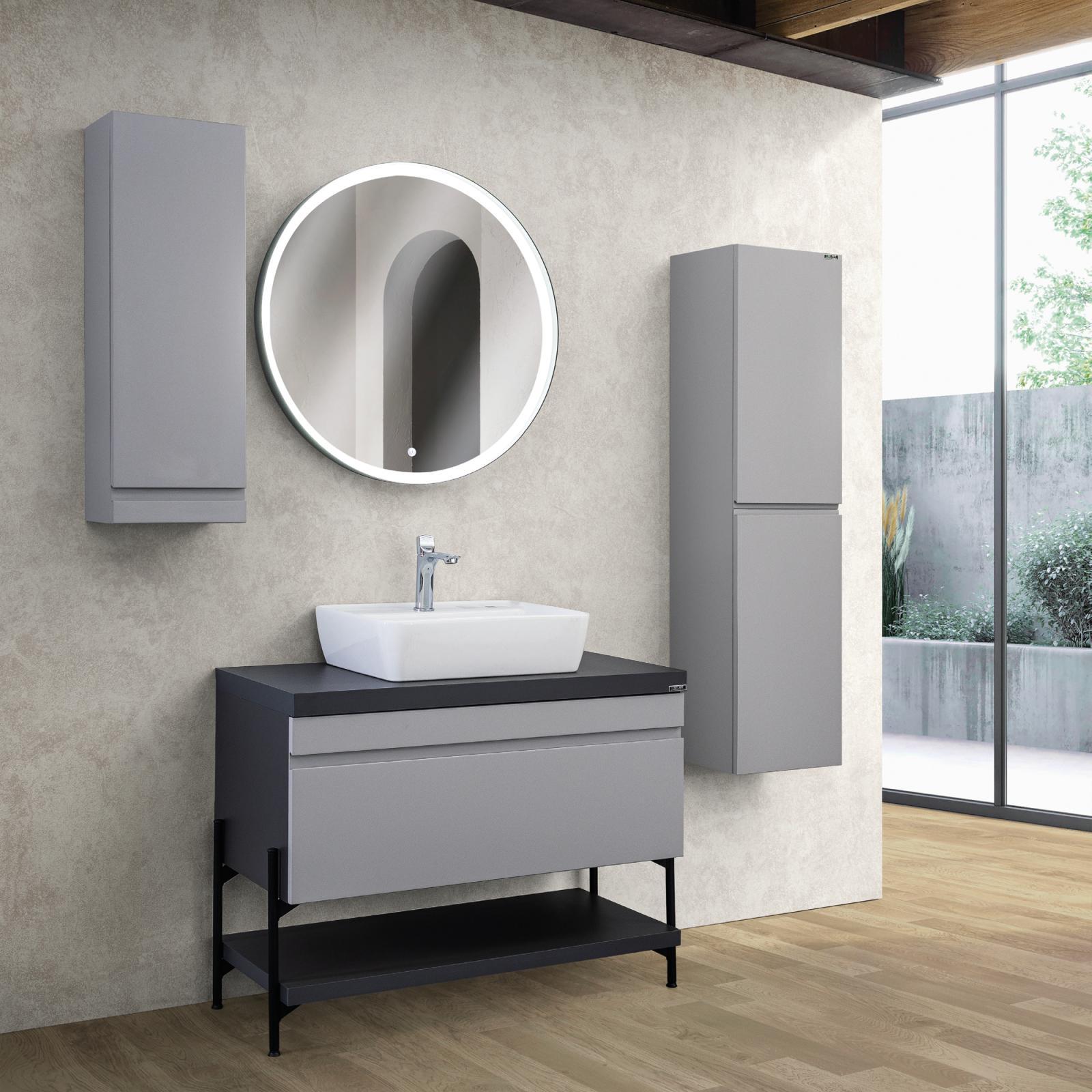 Lineart Style 1210R Sağ Lavabolu Modül + Vista Led Ayna Modül 120 cm Agate Gri-Gri uygulama örneği