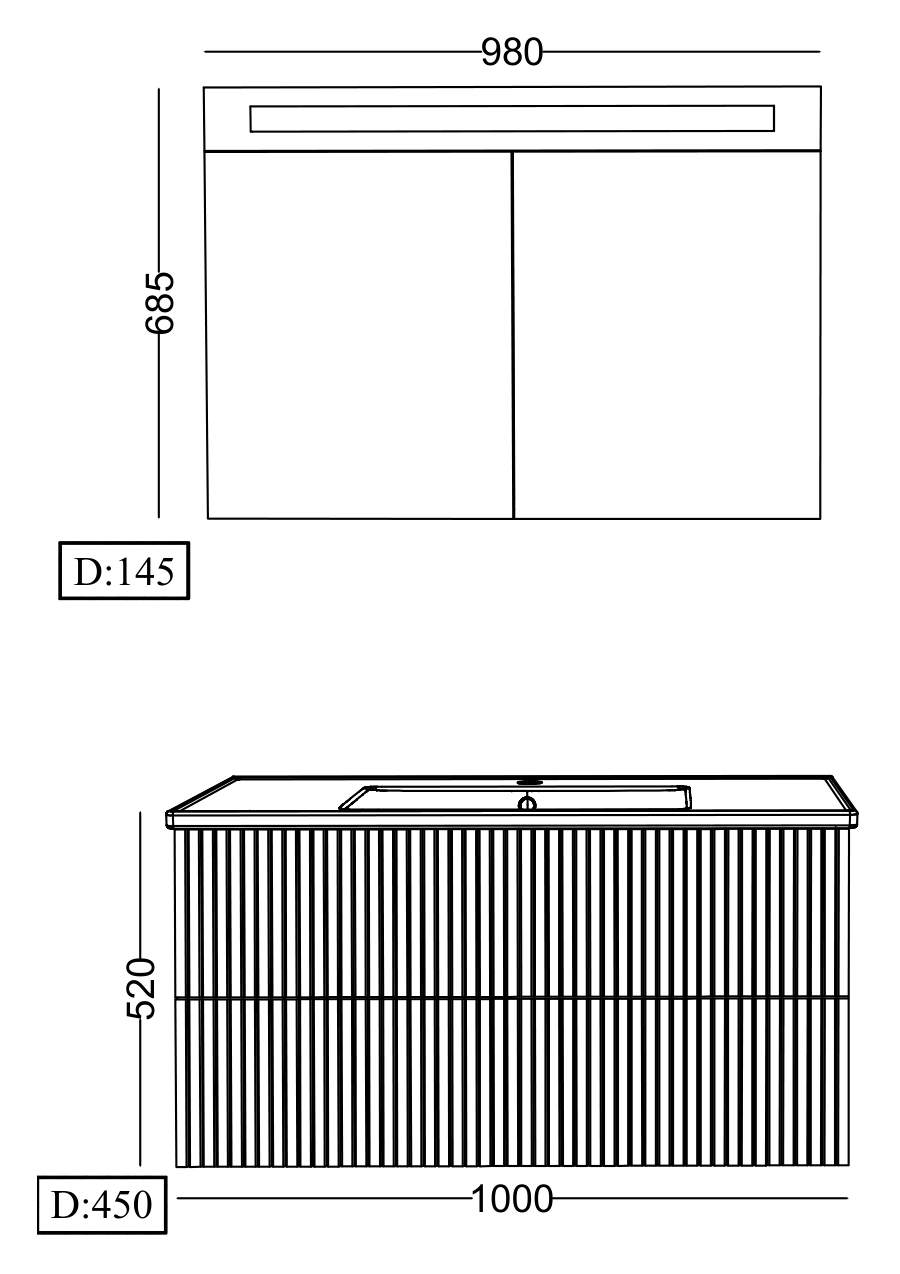 Lineart Verti 1000 Lavabo Modül + Prima Led Aydınlatmalı Ayna Dolap Modül 100 cm Beyaz uygulama örneği