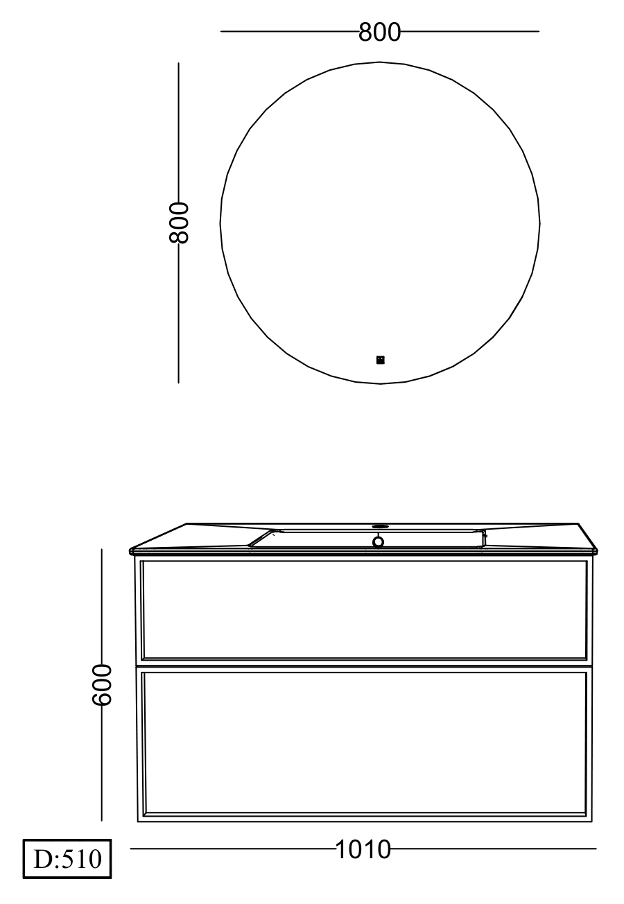 Lineart Silva 1010 Lavabolu Modül + Timber Ø80 Led Ayna Modül 100 cm Natural uygulama örneği