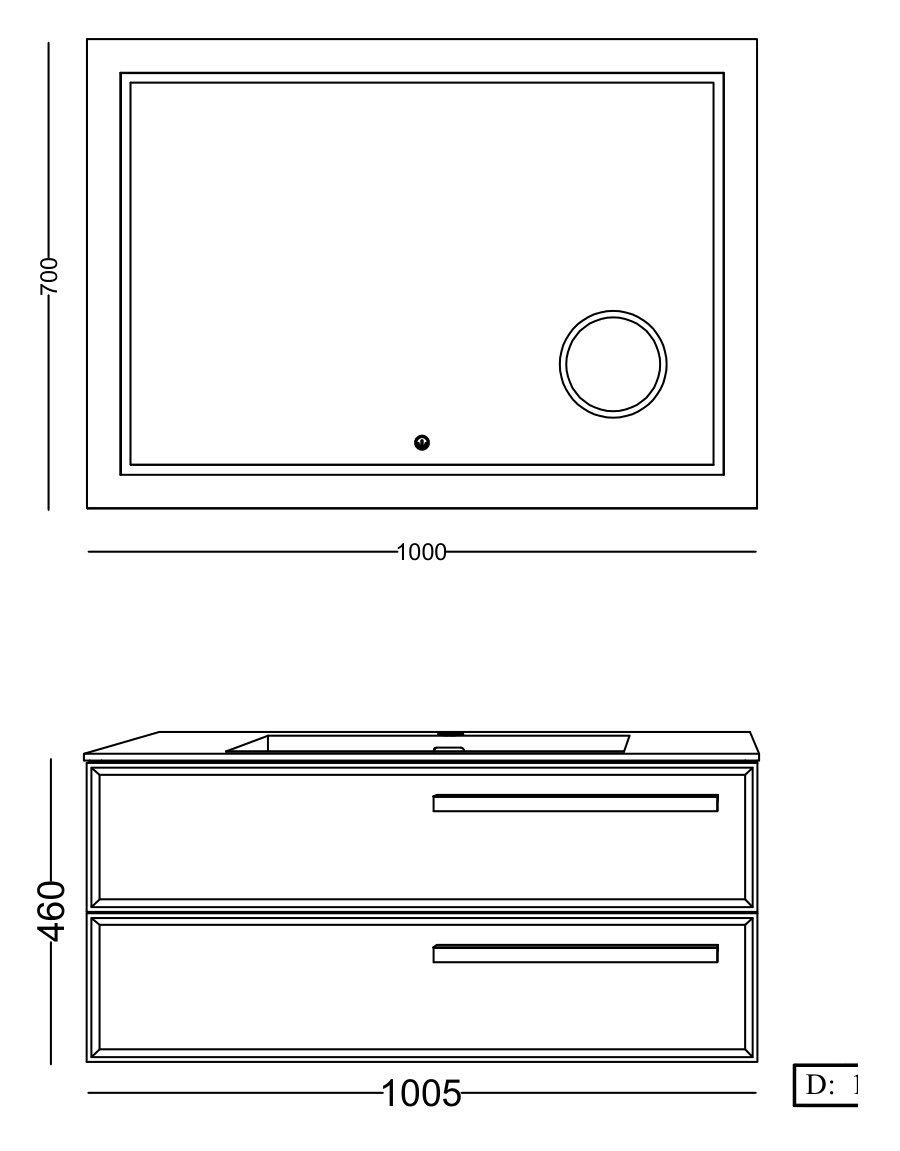 Lineart Polo 1010 Lavabolu Modül + Voyage Büyüteçli Led Ayna Modül 100 cm Beyaz uygulama örneği