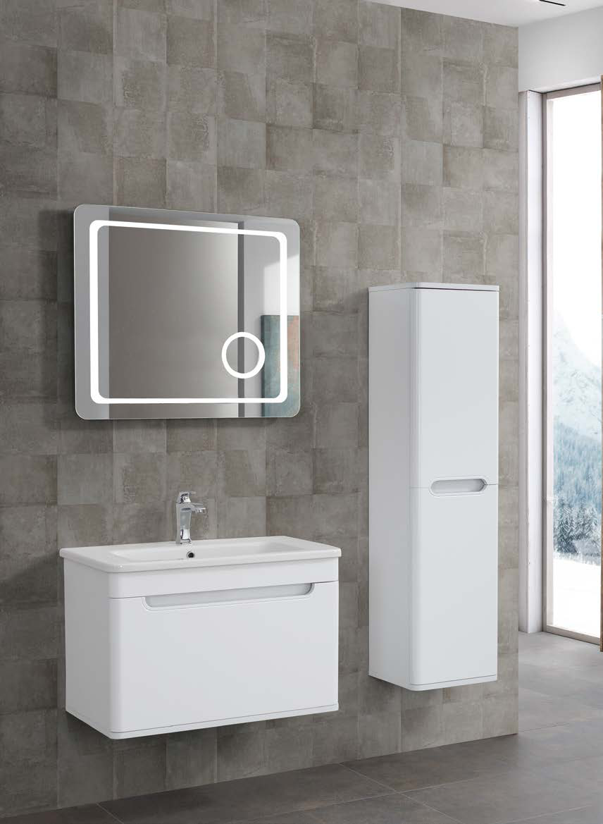 Lineart Wing 1050 Lavabolu Modül + Led Aydınlatmalı Ayna Dolap Modül 105 cm Beyaz uygulama örneği