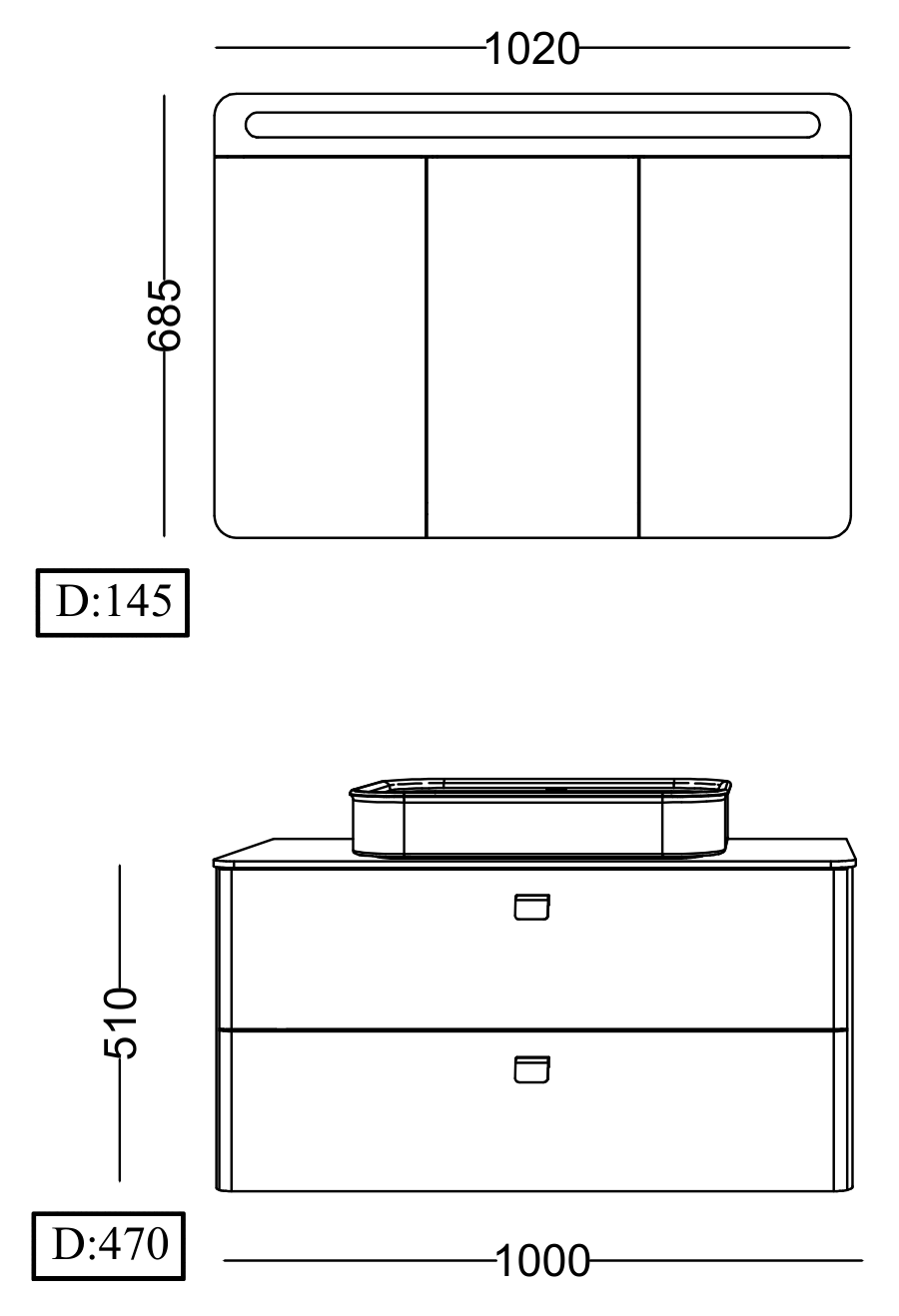 Lineart Globe 1000 Lavabolu Modül + Globe-Luna Led Aydınlatmalı Ayna Dolap Modül 100 cm Beyaz uygulama örneği