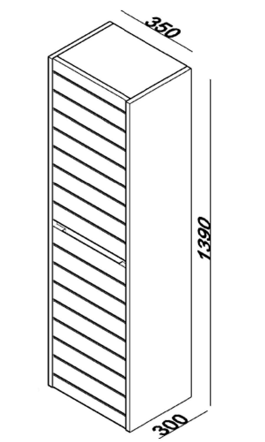 Lineart Strip Boy Dolabı 35x139x30 cm Antrasit Meşe-Beyaz uygulama örneği
