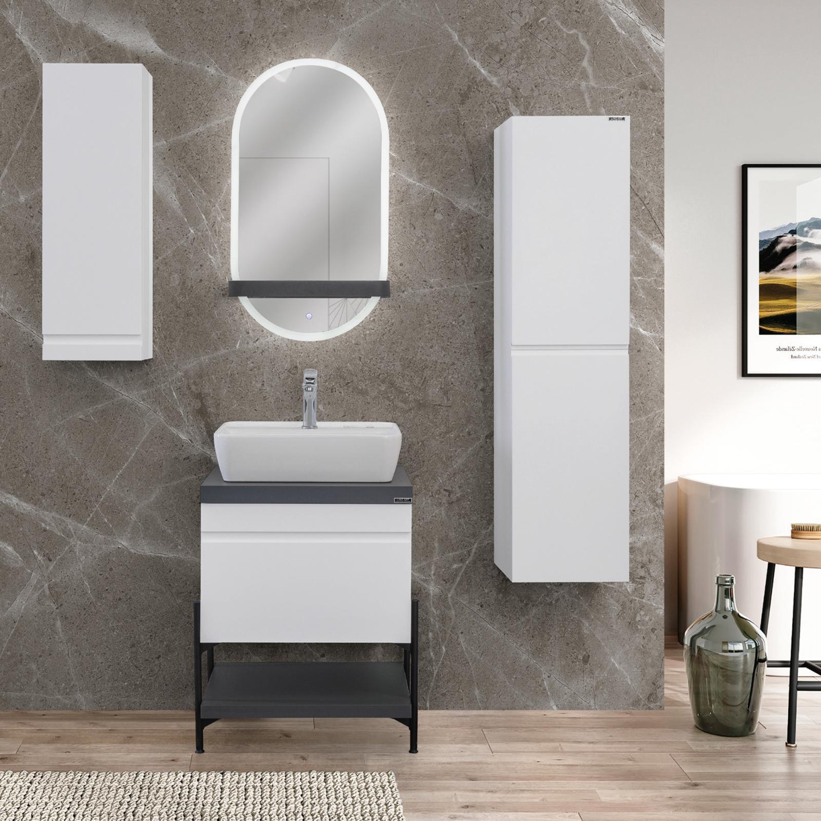 Lineart Style 1410D Çift Lavabolu Modül + Vista Led Ayna Modül 140 cm Agate Gri-Beyaz uygulama örneği