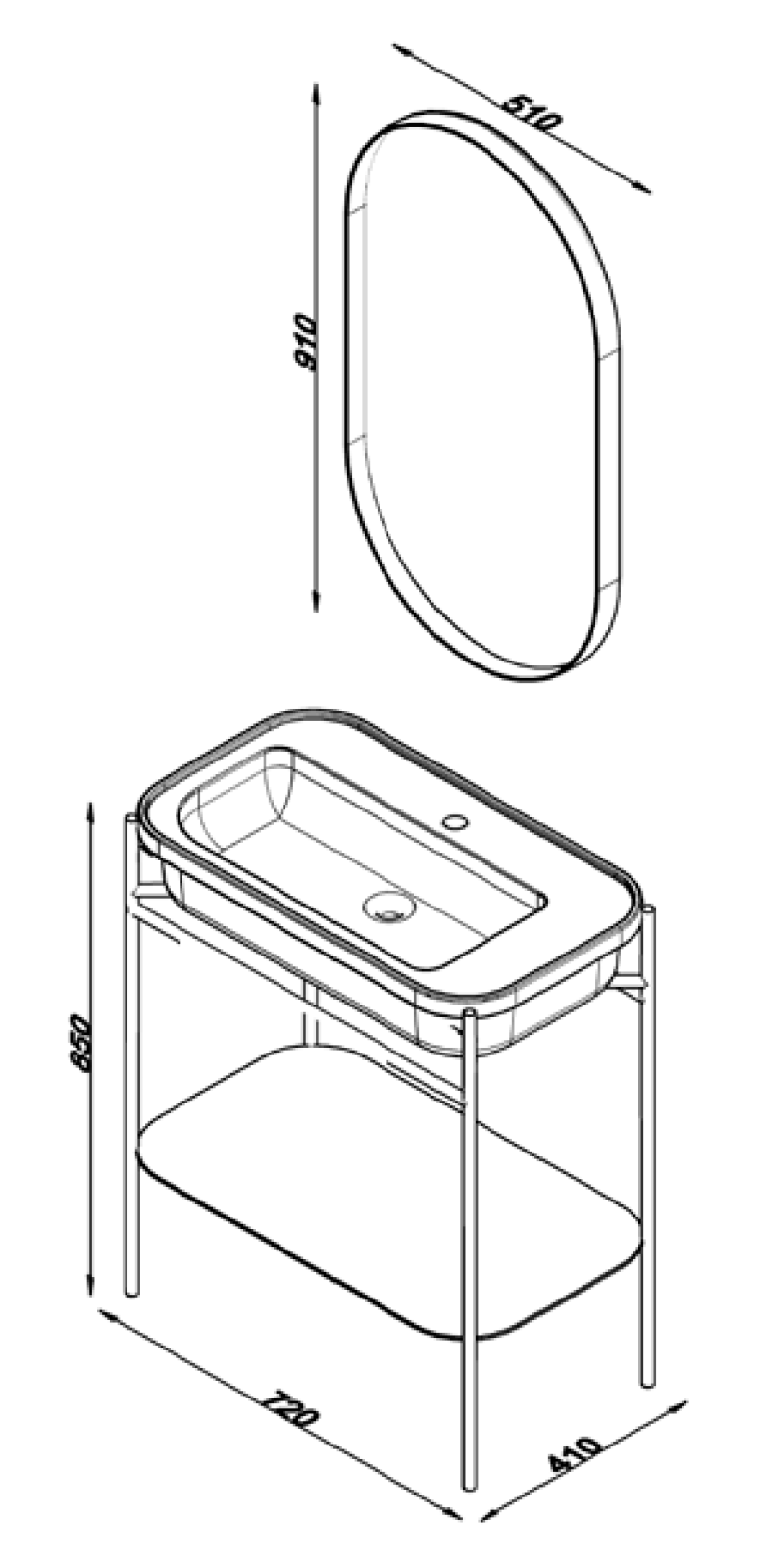 Lineart Sargas 700 Lavabolu Modül + Alüminyum Çerçeveli Led Ayna Modül 70 cm Beyaz uygulama örneği