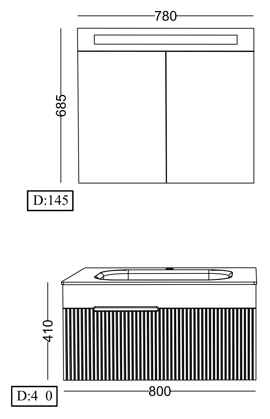 Lineart Plano 800 Lavabo Modül + Sharp Lake Led Aydınlatmalı Ayna Dolap Modül 80 cm Cotto uygulama örneği
