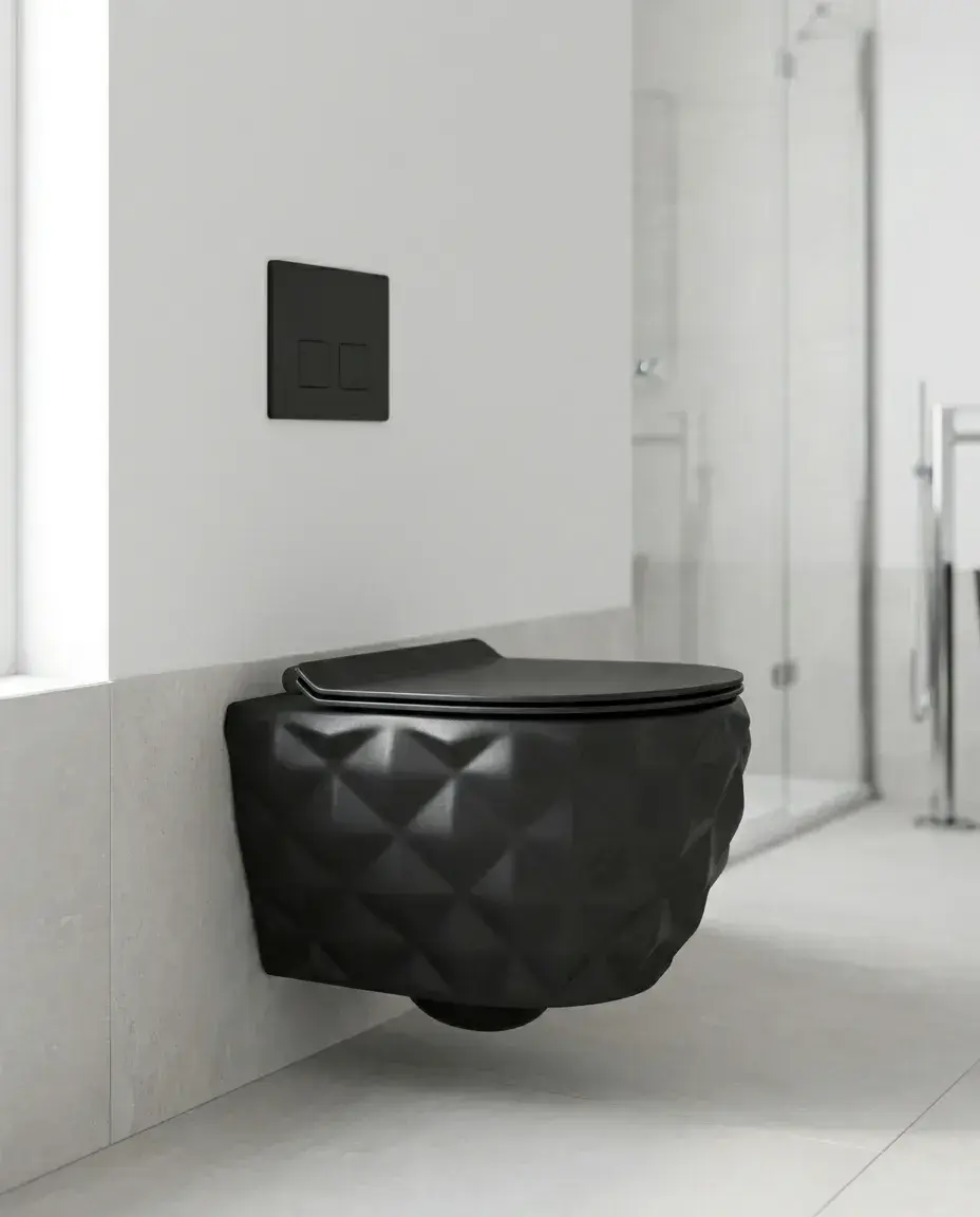 Pure Concept Kapitone Kanalsız Asma Klozet Mat Siyah uygulama örneği