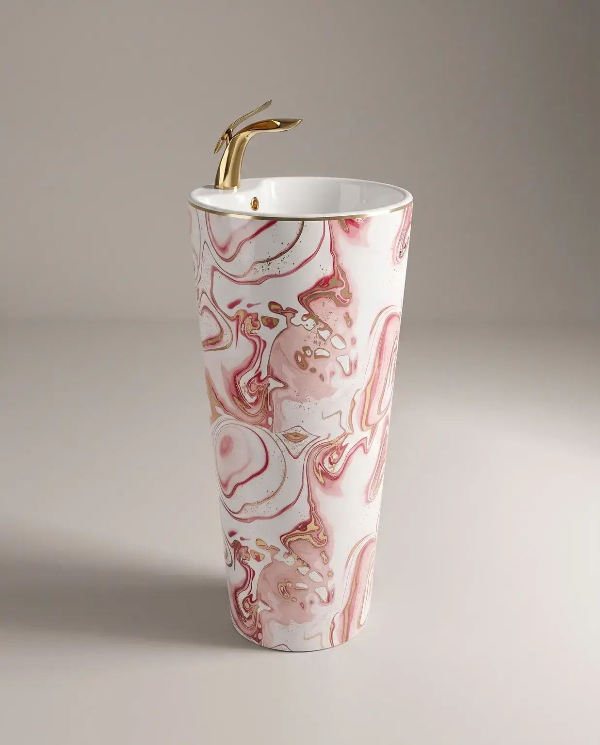 Pure Concept Ebru Monoblok Lavabo 40x40 cm Pembe Altın uygulama örneği