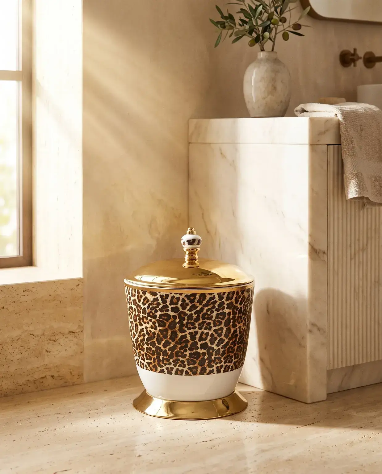 Pure Concept Leopar Çöp Kovası Altın uygulama örneği