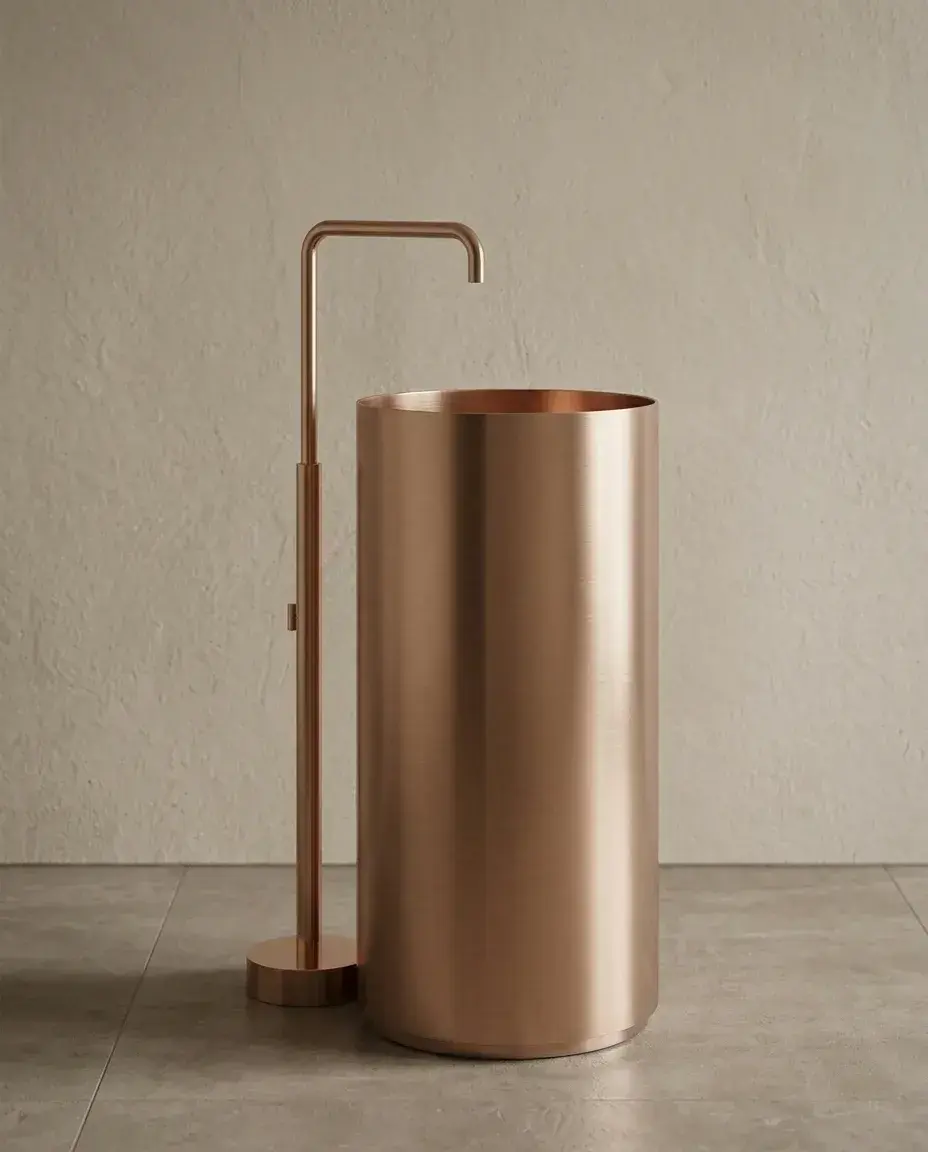 Pure Concept Slender Paslanmaz Çelik Monoblok Lavabo Rose Gold uygulama örneği