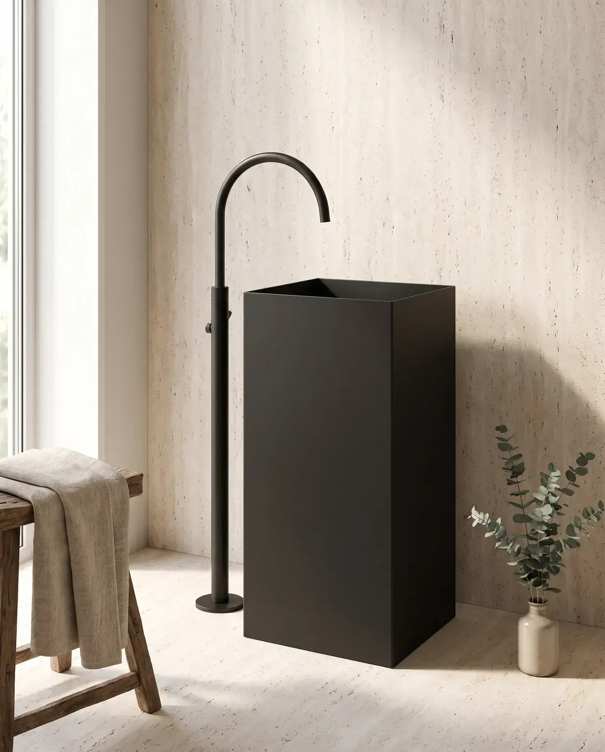 Pure Concept Quadra Monoblok Lavabo Mat Siyah uygulama örneği