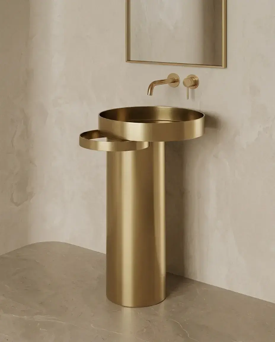 Pure Concept Paslanmaz Çelik Monoblok Lavabo Altın uygulama örneği