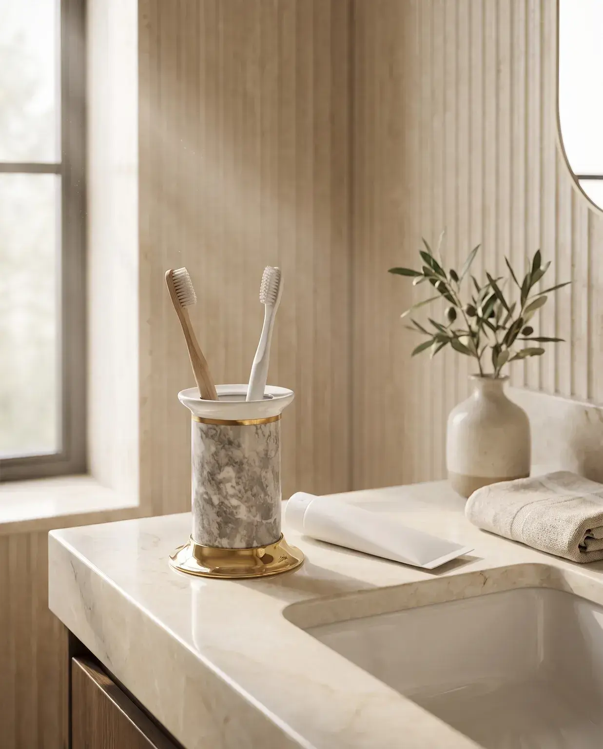 Pure Concept Biga Set Üstü Diş Fırçalık Gri uygulama örneği